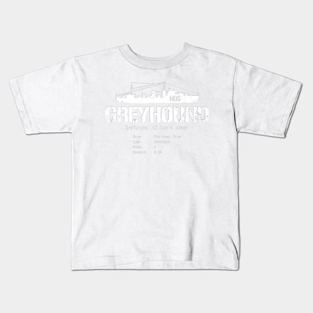 HMS Greyhound, Royal Navy Kids T-Shirt by DesignAbstract